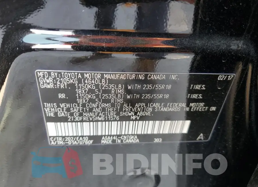2T3DFREV5HW611576 Photo# 14
