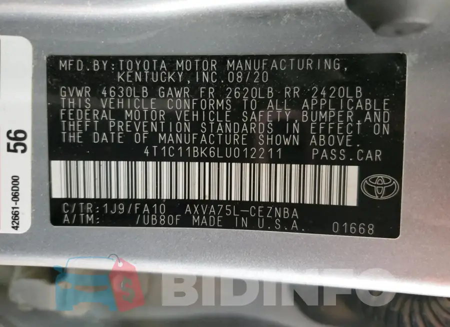 4T1C11BK6LU012211 Photo# 12