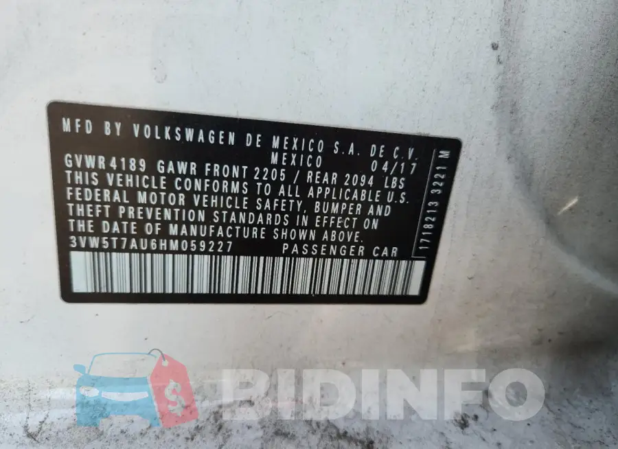 3VW5T7AU6HM059227 Photo# 12