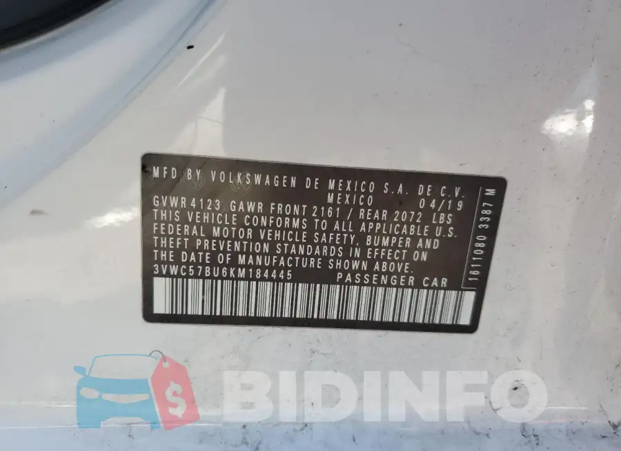 3VWC57BU6KM184445 Photo# 12