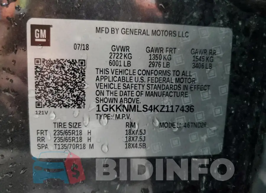 1GKKNMLS4KZ117436 Photo# 13