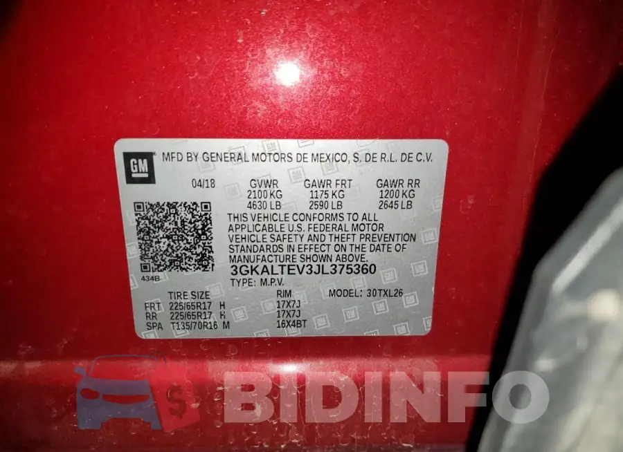 3GKALTEV3JL375360 Photo# 13