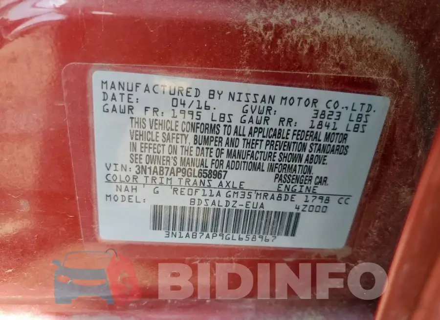 3N1AB7AP9GL658967 Photo# 12