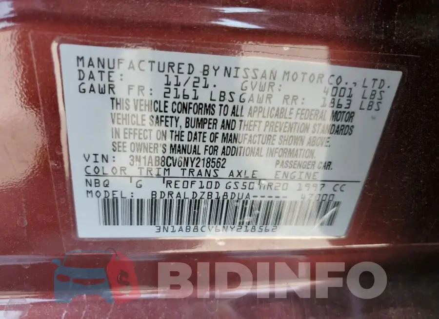 3N1AB8CV6NY218562 Photo# 12