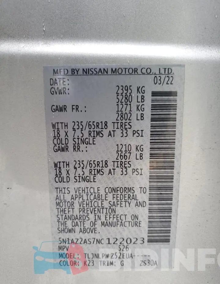 5N1AZ2AS7NC122023 Photo# 14