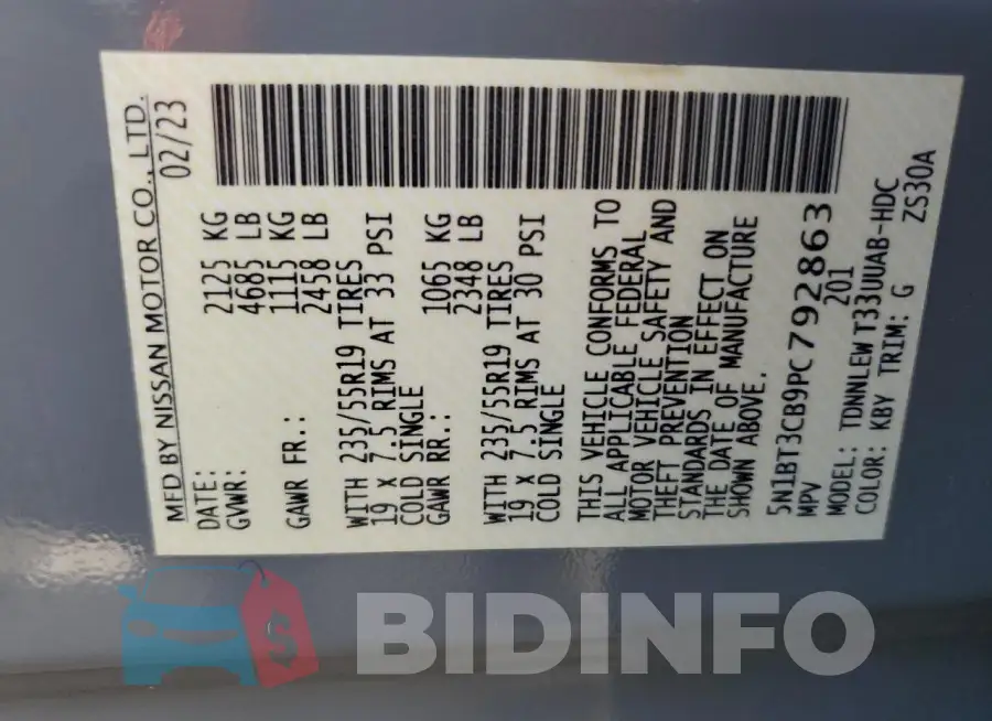 5N1BT3CB9PC792863 Photo# 13