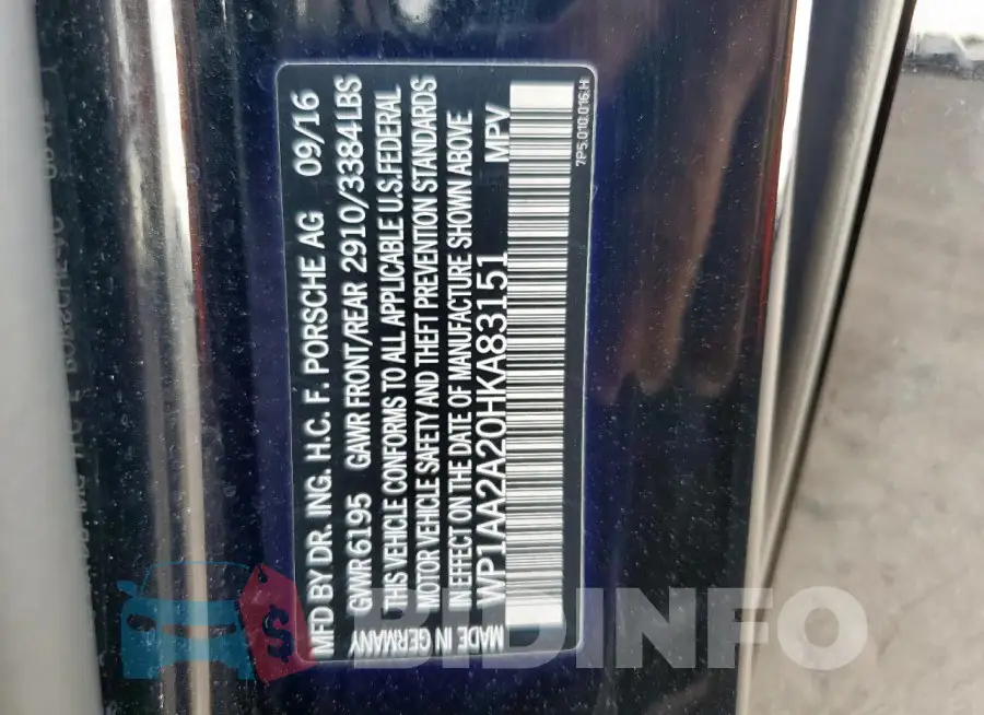 WP1AA2A20HKA83151 Photo# 13