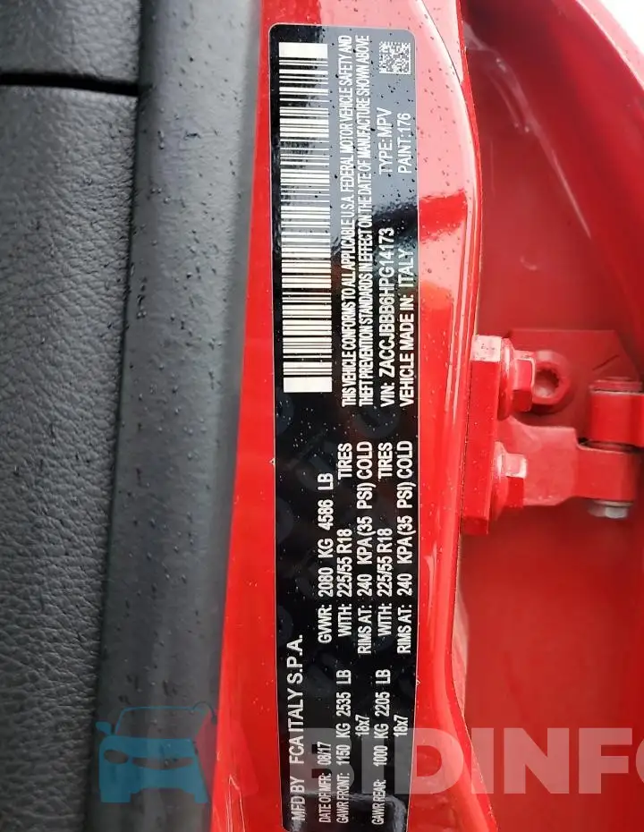 ZACCJBBB6HPG14173 Photo# 13