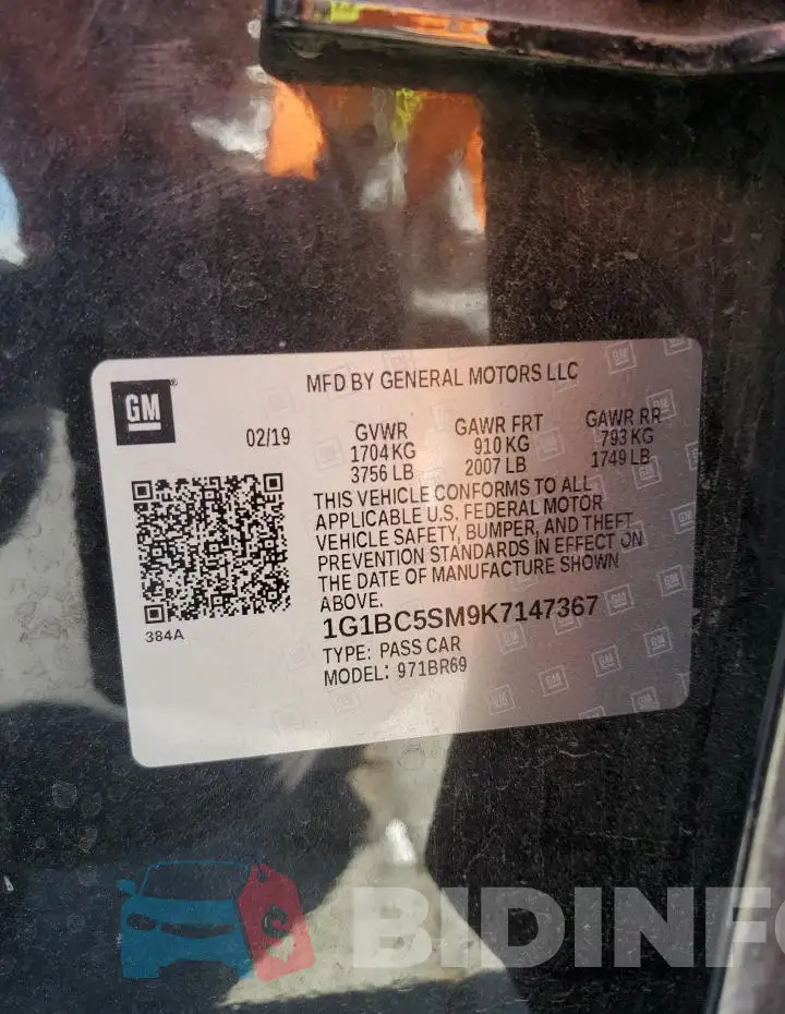 1G1BC5SM9K7147367 Photo# 13