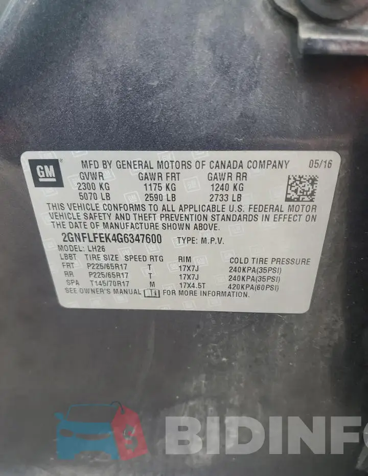 2GNFLFEK4G6347600 Photo# 13