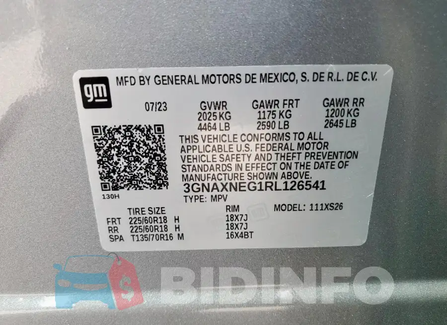 3GNAXNEG1RL126541 Photo# 14