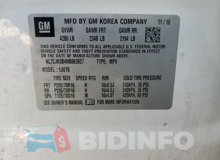 KL7CJKSB4HB063927 Photo# 12