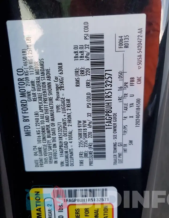 1FAGP8UH1R5132571 Photo# 13