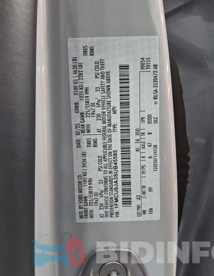 1FMCU9JA3SUB45585 Photo# 13