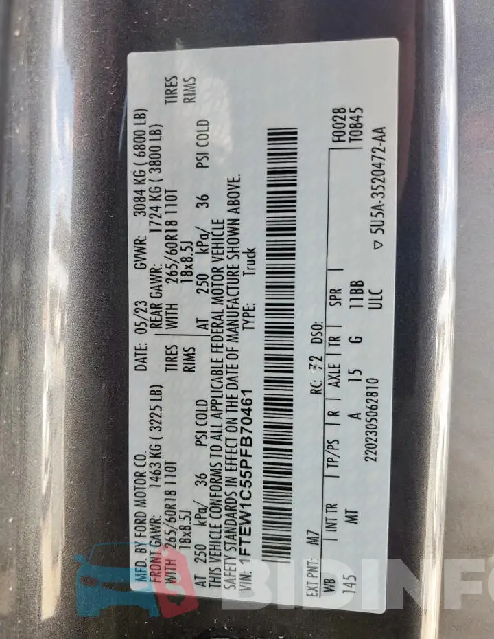 1FTEW1C55PFB70461 Photo# 12