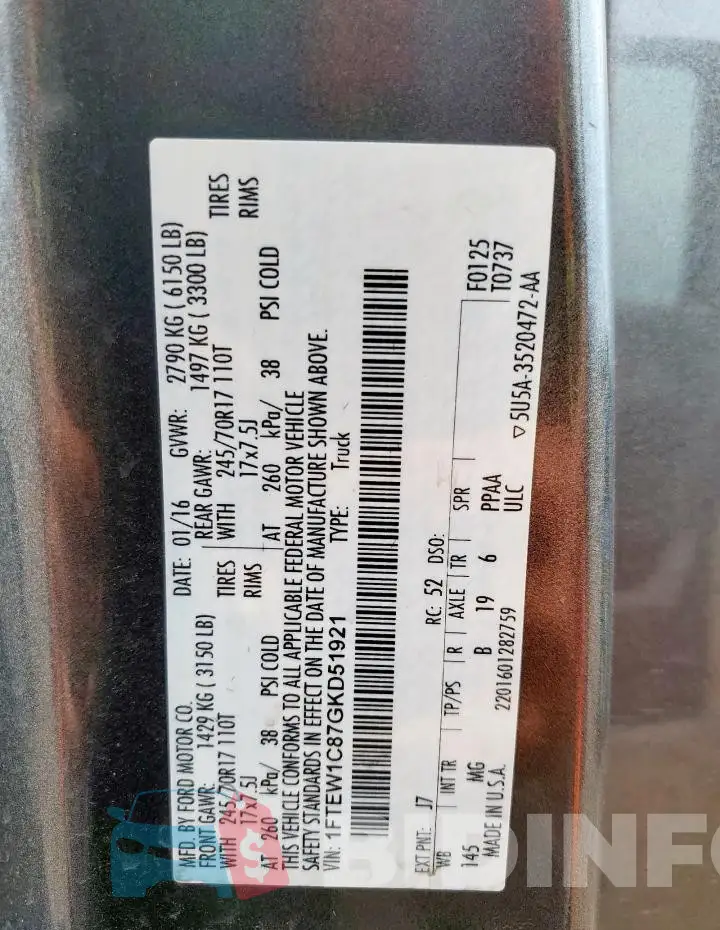 1FTEW1C87GKD51921 Photo# 12