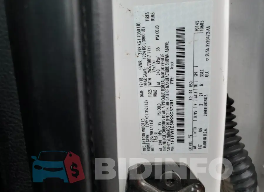 1FTFW1E50KKC37291 Photo# 12