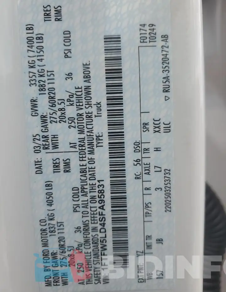 1FTFW5LD4SFA95831 Photo# 13