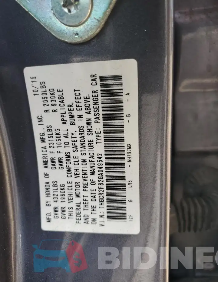 1HGCR2F82GA049542 Photo# 12