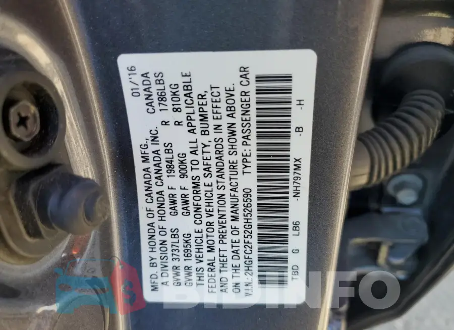 2HGFC2F52GH526590 Photo# 12