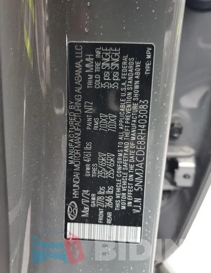 5NMJACDE8RH403083 Photo# 13