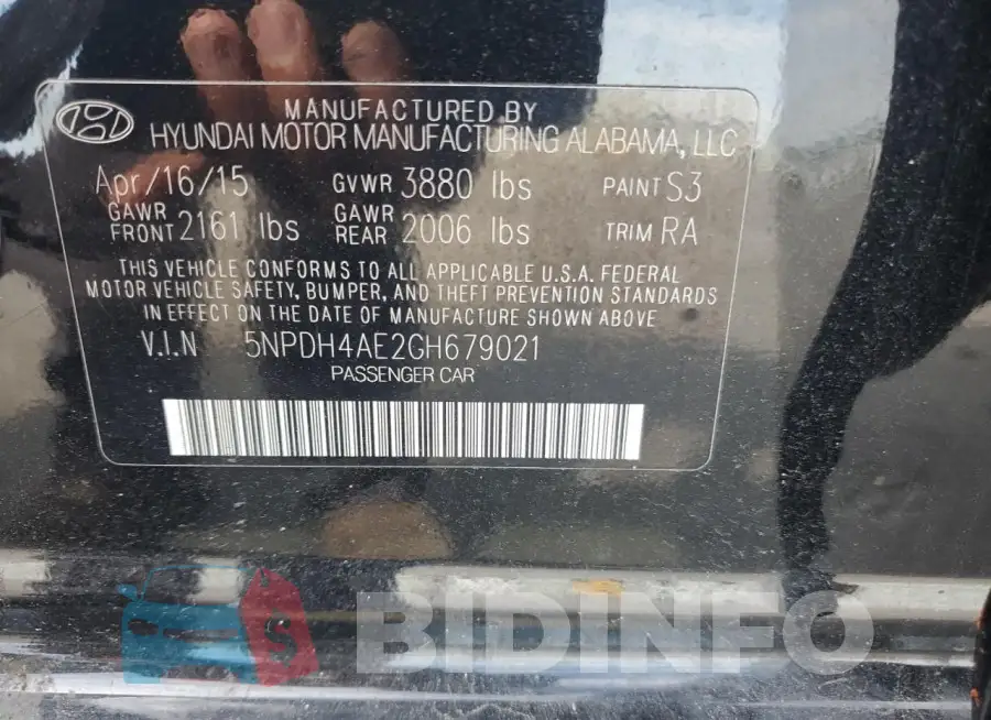 5NPDH4AE2GH679021 Photo# 12