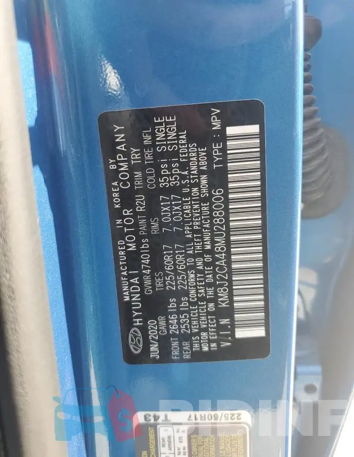 KM8J2CA48MU288006 Photo# 12