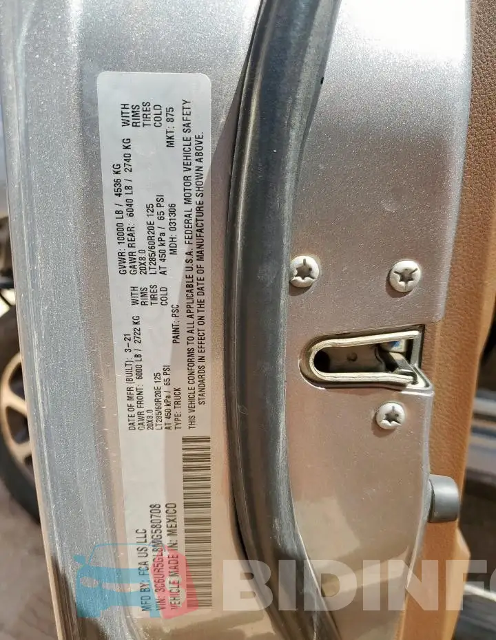 3C6UR5GL8MG580708 Photo# 13