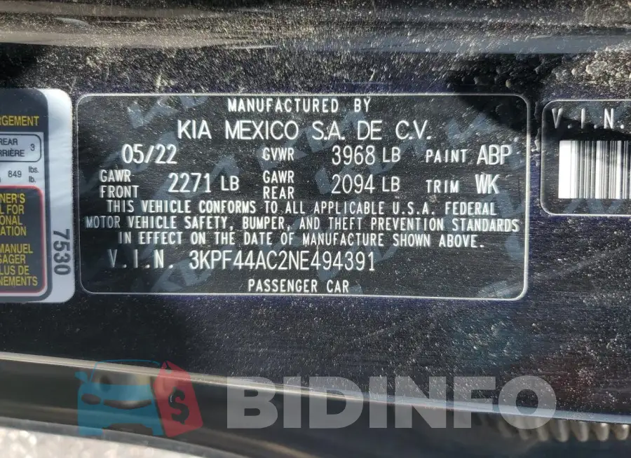 3KPF44AC2NE494391 Photo# 13