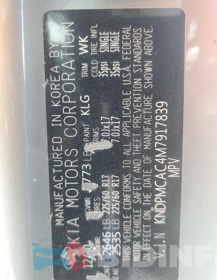 KNDPMCAC4M7917839 Photo# 14