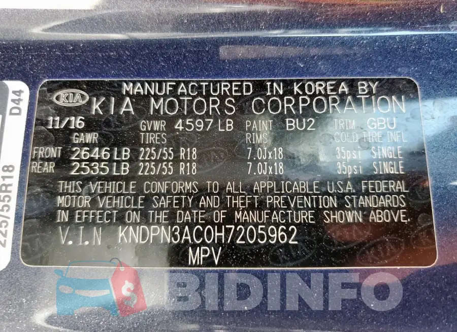 KNDPN3AC0H7205962 Photo# 14