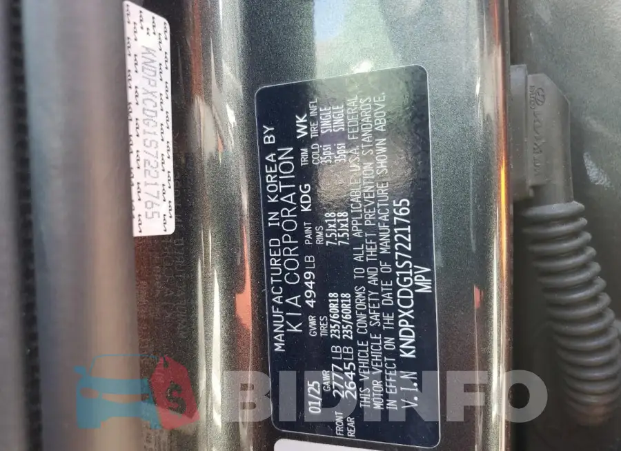 KNDPXCDG1S7221765 Photo# 14