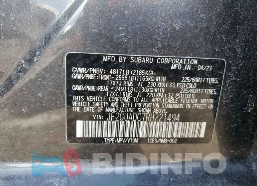 JF2GUADC7RH221494 Photo# 14