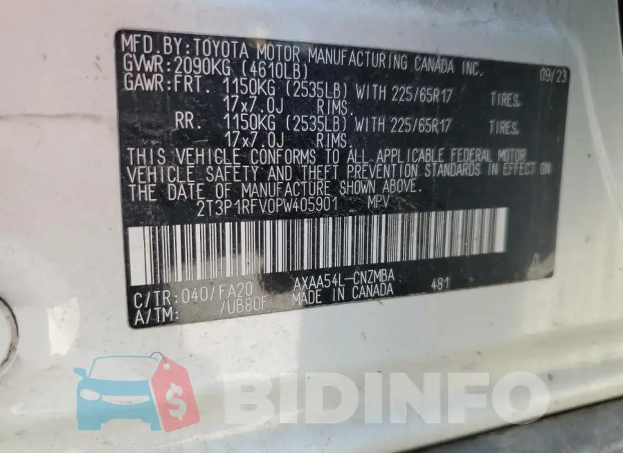 2T3P1RFV0PW405901 Photo# 13