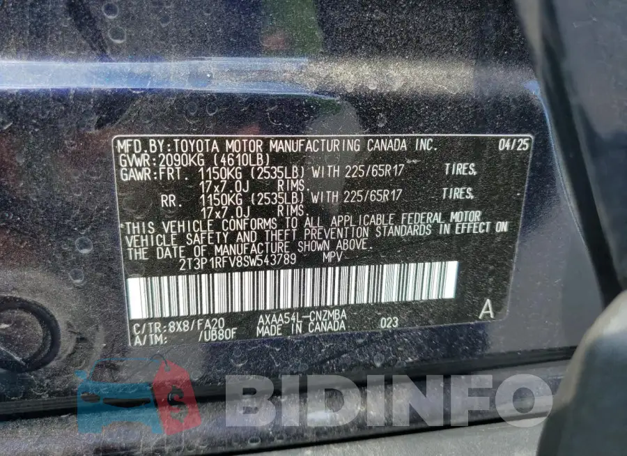 2T3P1RFV8SW543789 Photo# 14