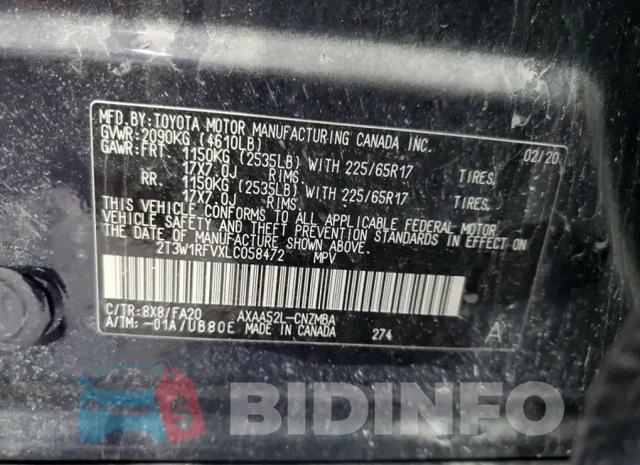 2T3W1RFVXLC058472 Photo# 13
