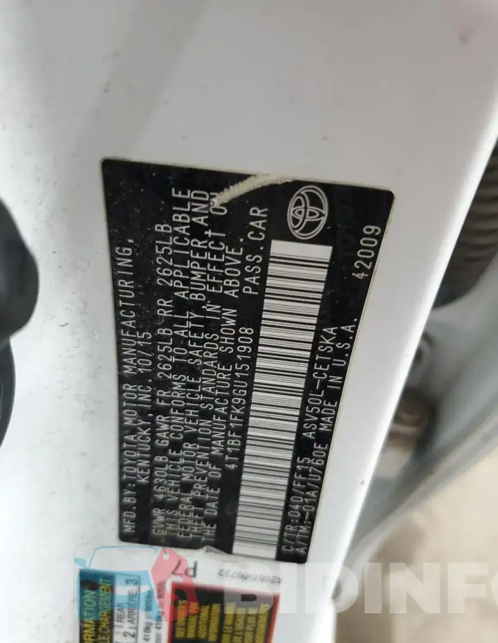 4T1BF1FK9GU151908 Photo# 12