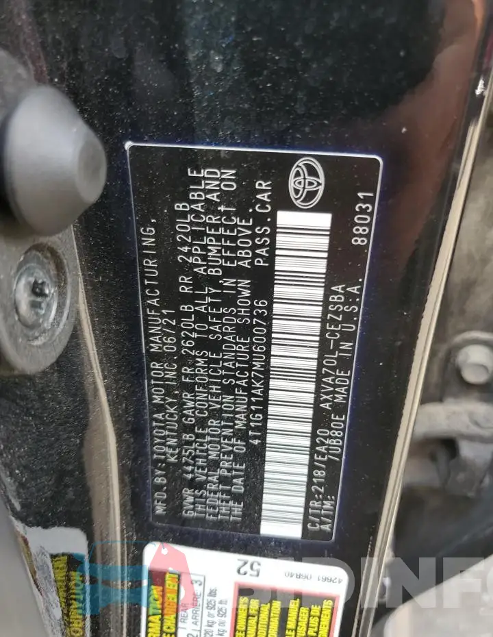 4T1G11AK7MU600736 Photo# 12