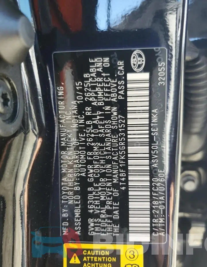 4T4BF1FK5GR531527 Photo# 13