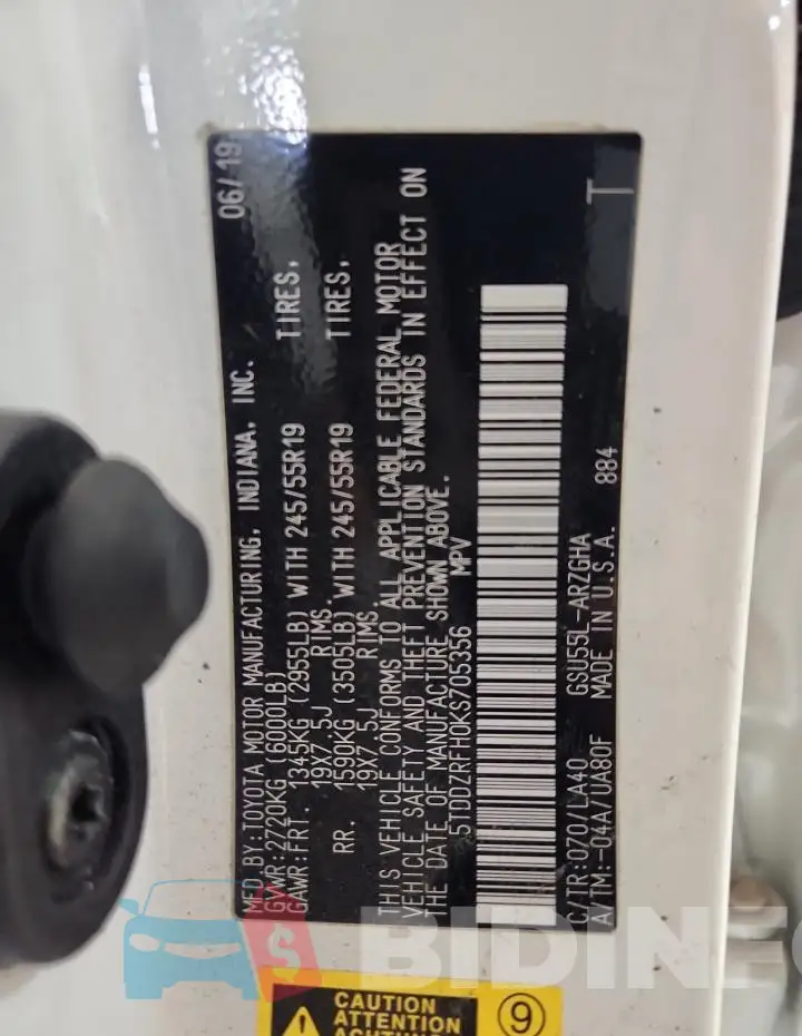 5TDDZRFH0KS705356 Photo# 14