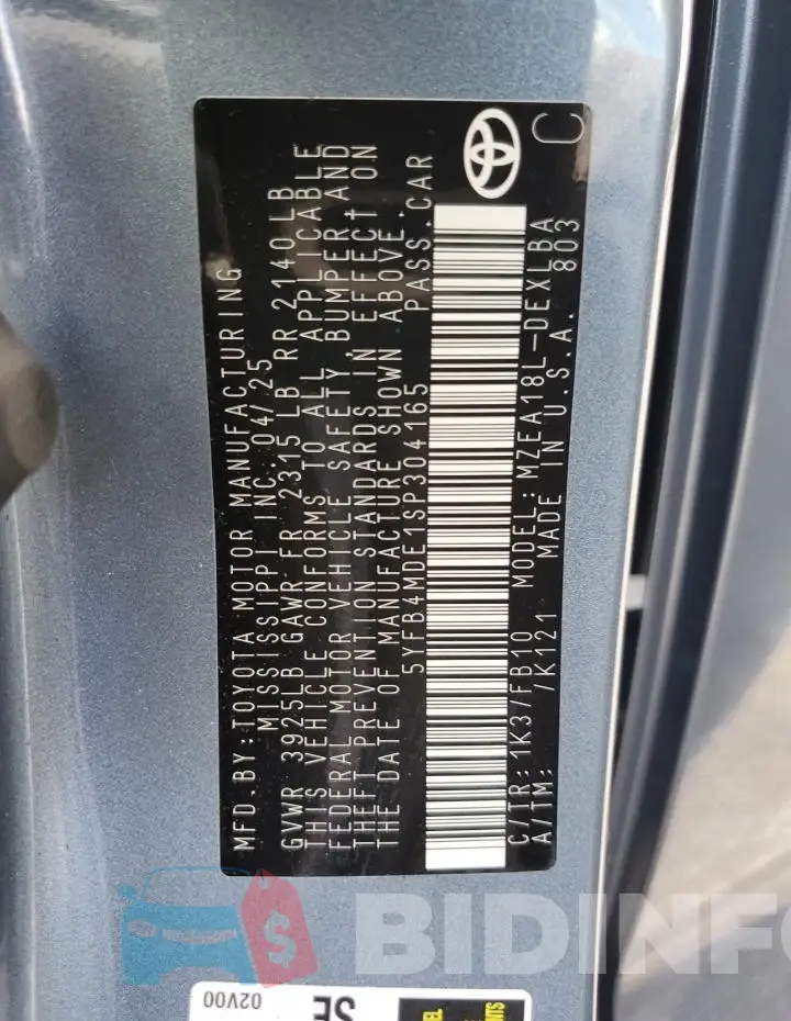 5YFB4MDE1SP304165 Photo# 12