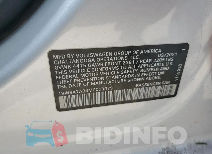1VWSA7A34MC009079 Photo# 12