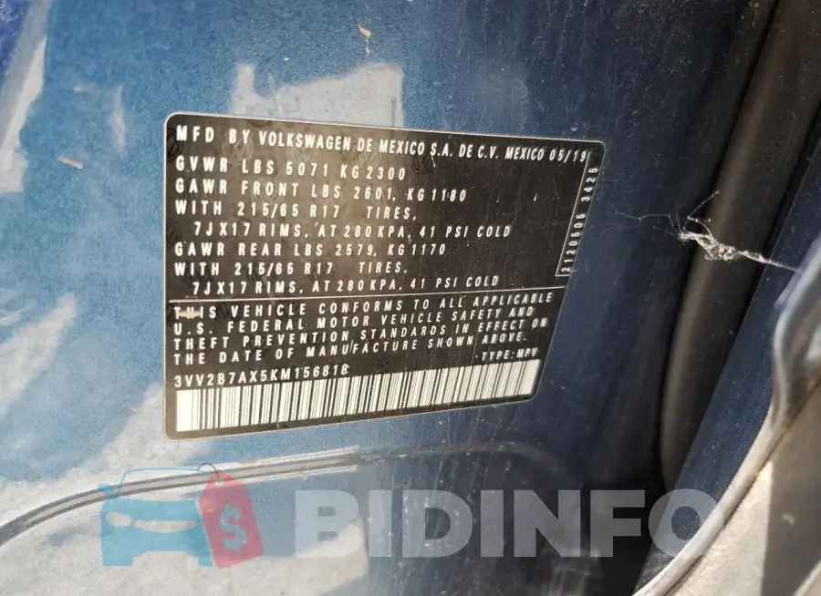3VV2B7AX5KM156818 Photo# 14