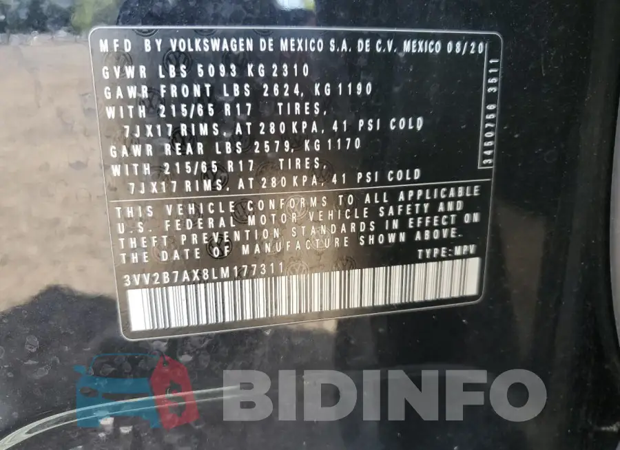 3VV2B7AX8LM177311 Photo# 13