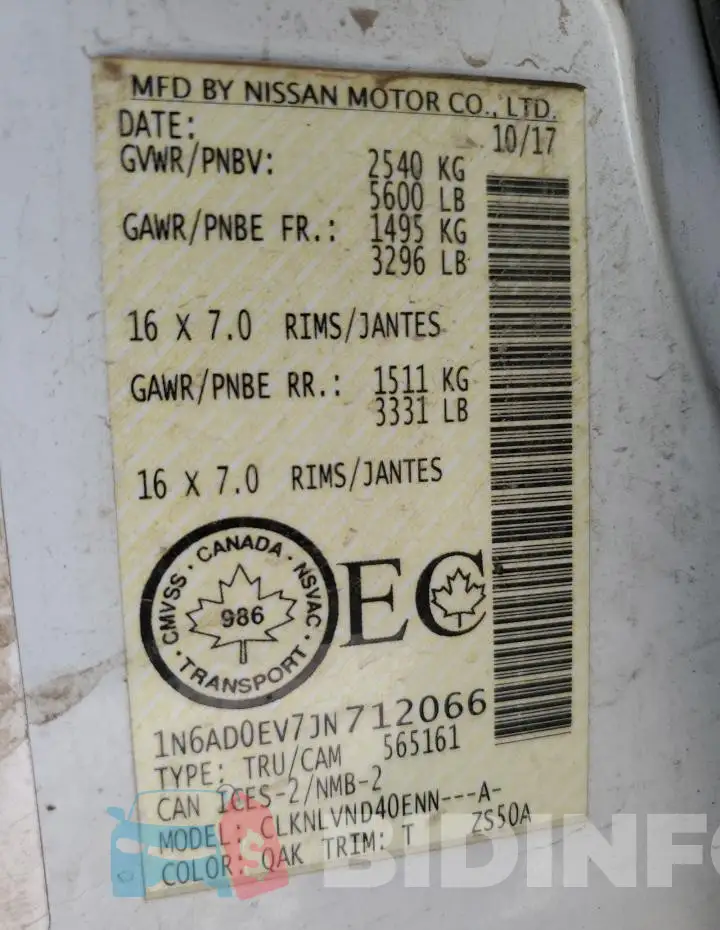 1N6AD0EV7JN712066 Photo# 12
