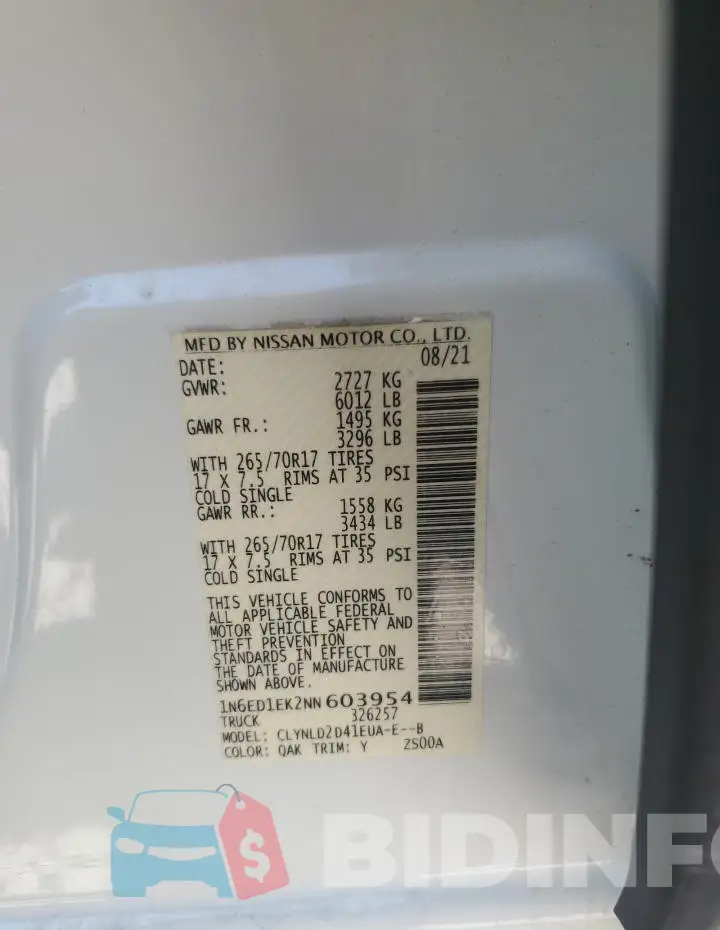 1N6ED1EK2NN603954 Photo# 12