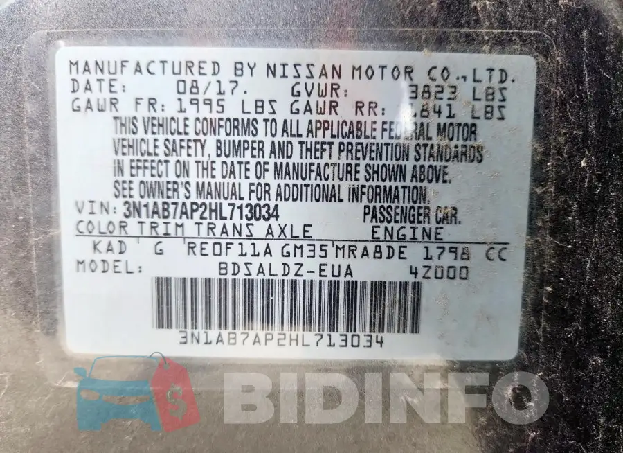 3N1AB7AP2HL713034 Photo# 12