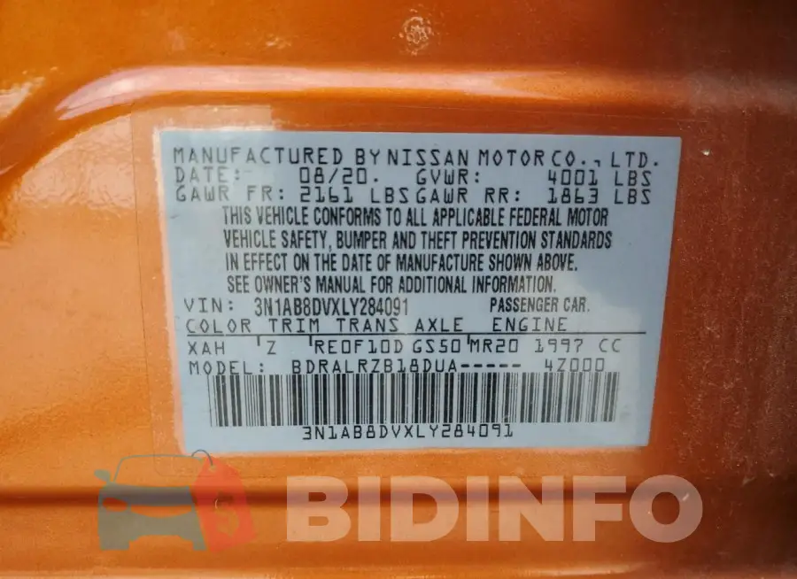 3N1AB8DVXLY284091 Photo# 12