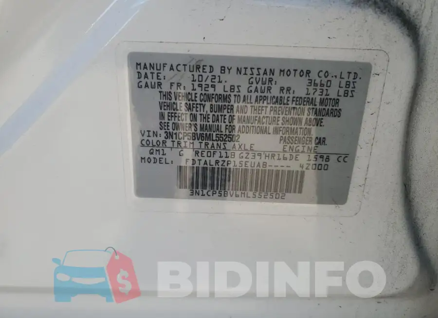 3N1CP5BV6ML552502 Photo# 12