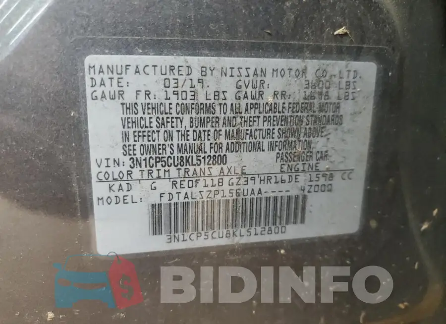 3N1CP5CU8KL512800 Photo# 13